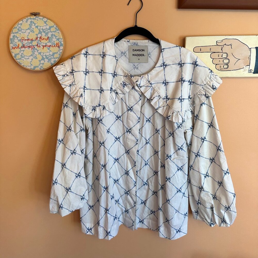 Damson Madder Lola Blouse Frilled Oversized Collar with Balloon Sleeves